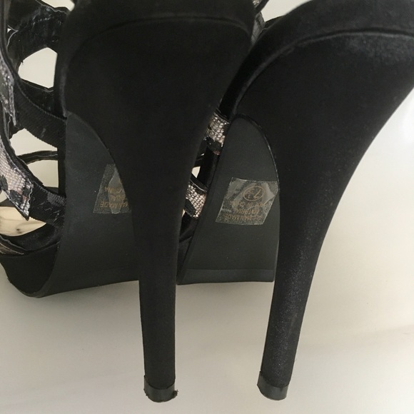 Platform Caged Stilletos Sandals Leopard Sequins - Picture 5 of 10